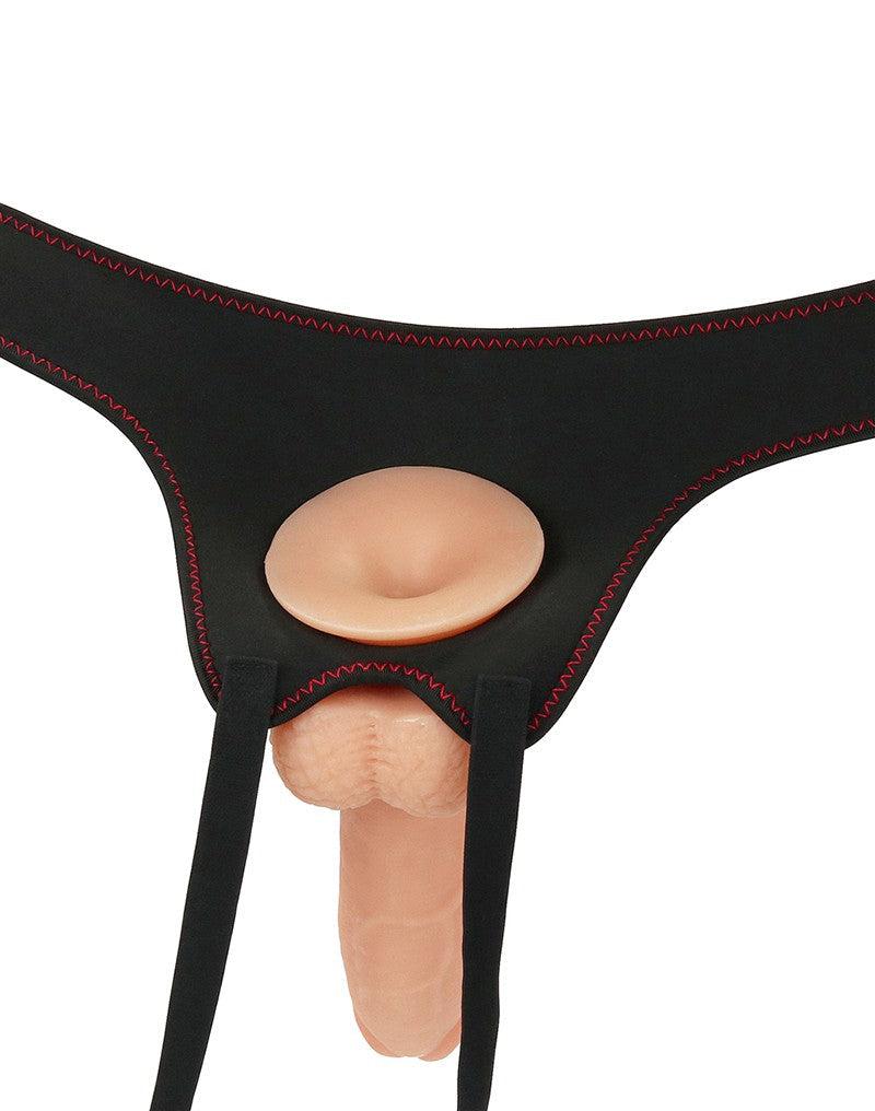 LoveToy - Easy Strap-on Set Met Dildo - 21,5 cm Met Balzak - Lichte Huidskleur-Erotiekvoordeel.nl
