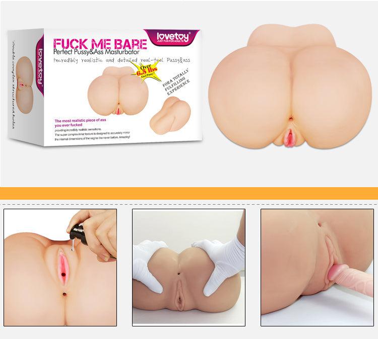 LoveToy - F*ck Me Bare - Perfect Pussy & Ass - Masturbator - Buikpositie-Erotiekvoordeel.nl