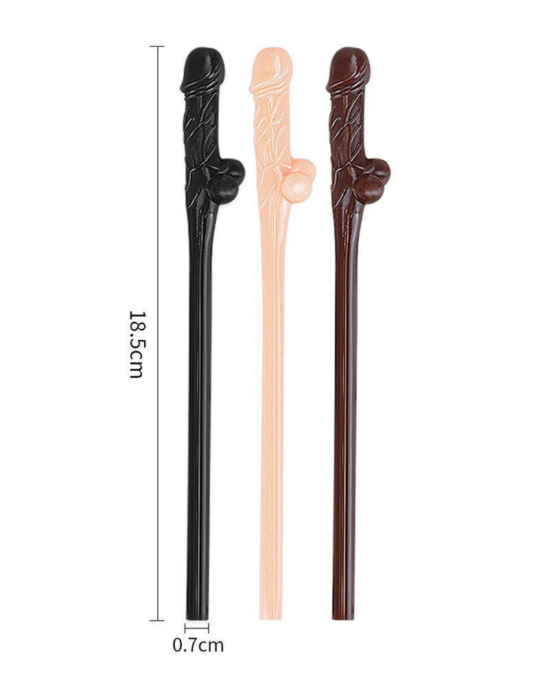 LoveToy - Herbruikbare Piemel Drinkrietjes - Lichte En Donkere Huidskleuren-Erotiekvoordeel.nl