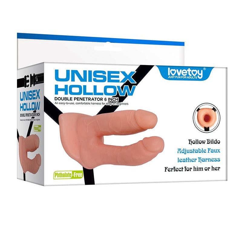 LoveToy - Holle Dubbele Penetratie Strap-on 15 cm-Erotiekvoordeel.nl