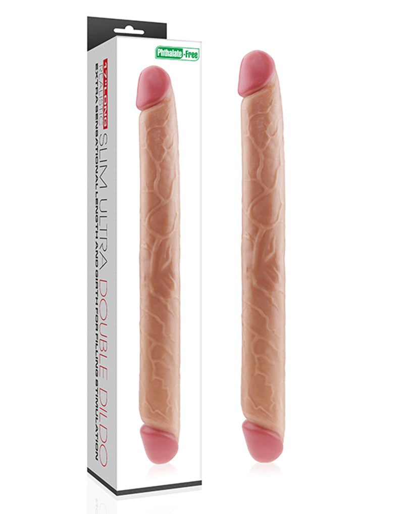 LoveToy - Kingsize Slim Ultra Dubbele Dildo 45 cm - Lichte Huidskleur-Erotiekvoordeel.nl