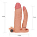 Lovetoy - Pleasure X-tender Vibrerende dubbele penis sleeve 21 En 17 cm - Lichte Huidskleur-Erotiekvoordeel.nl
