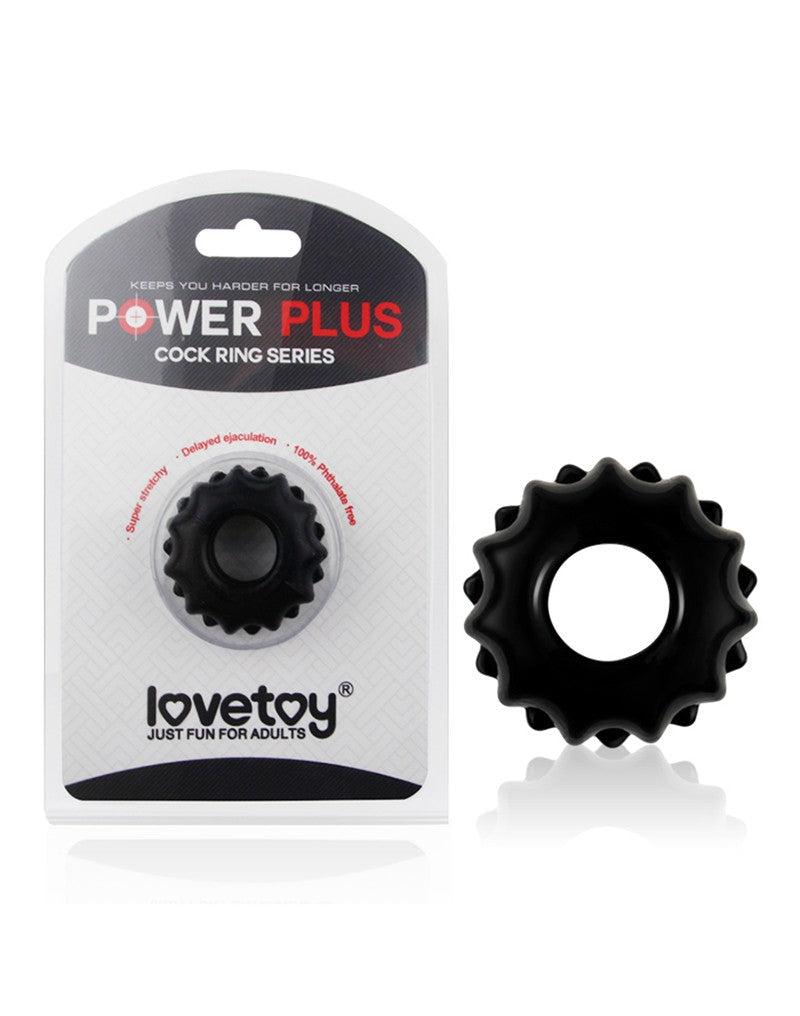 LoveToy - PowerPlus - Flexibele Cockring Tandwiel - Zwart-Erotiekvoordeel.nl
