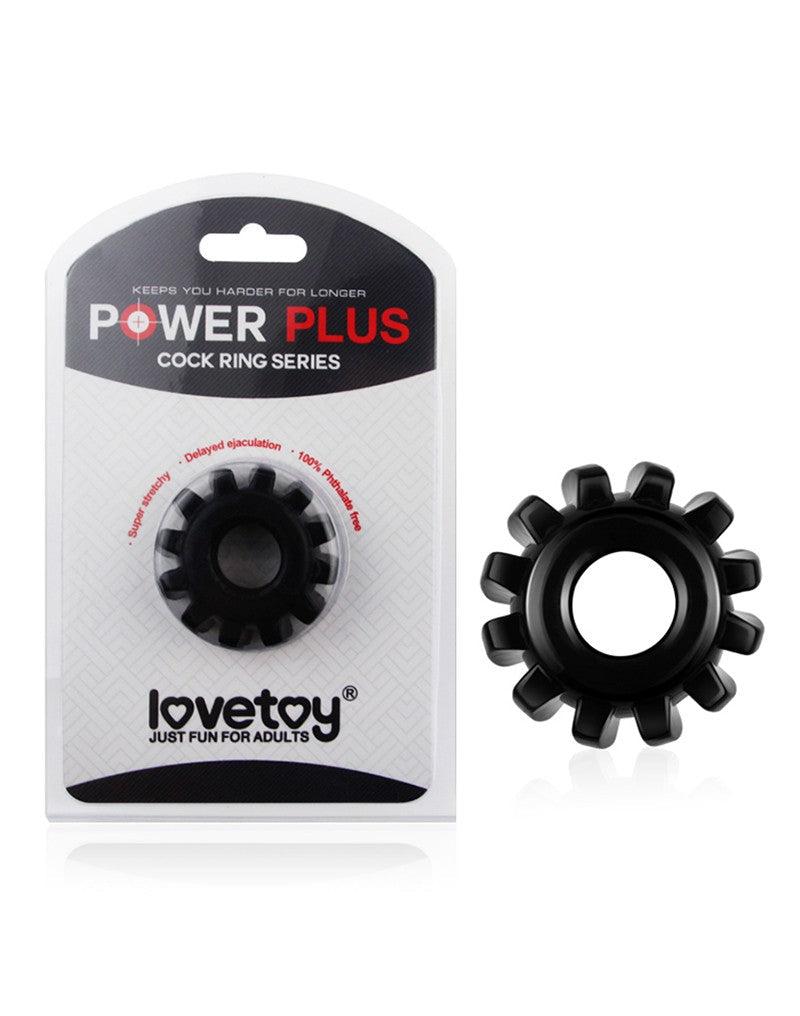 LoveToy - PowerPlus - Flexibele Cockring Tandwiel Groot - Zwart-Erotiekvoordeel.nl