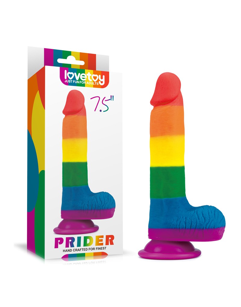 LoveToy - Rainbow Pride Dildo met Scrotum 19.5 cm-Erotiekvoordeel.nl