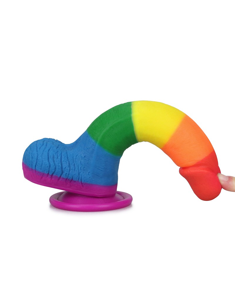 LoveToy - Rainbow Pride Dildo met Scrotum 19.5 cm-Erotiekvoordeel.nl