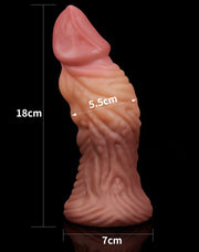 LoveToy - Realistische Gekromde Dildo 18 cm - Lichte/donkere Huidskleur-Erotiekvoordeel.nl