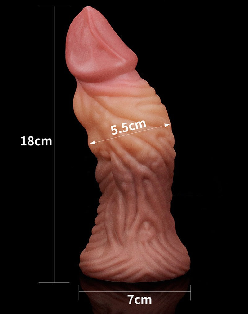 LoveToy - Realistische Gekromde Dildo 18 cm - Lichte/donkere Huidskleur-Erotiekvoordeel.nl