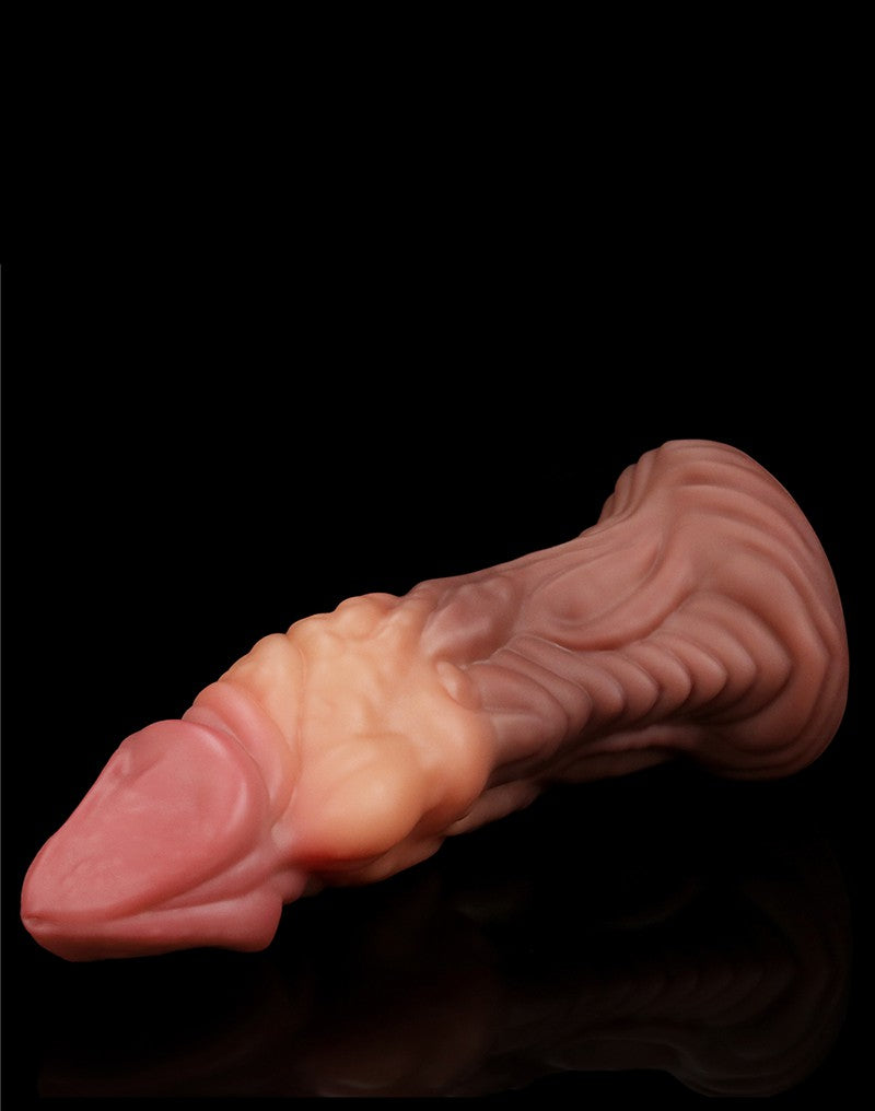 LoveToy - Realistische Gekromde Dildo 18 cm - Lichte/donkere Huidskleur-Erotiekvoordeel.nl