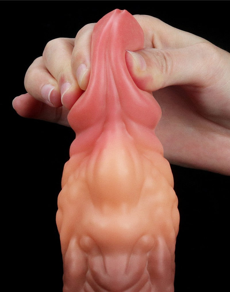 LoveToy - Realistische Gekromde Dildo 18 cm - Lichte/donkere Huidskleur-Erotiekvoordeel.nl