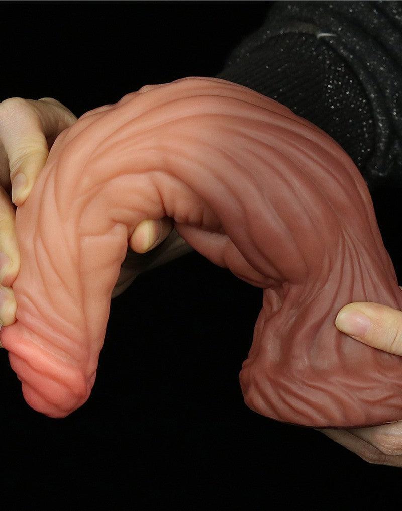 LoveToy - Realistische XXL Dildo 24.5 cm - Lichte/donkere Huidskleur-Erotiekvoordeel.nl