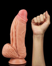 LoveToy - Realistische XXL Dildo Met Balzak En Zuignap 24.5 cm - Lichte Huidskleur-Erotiekvoordeel.nl