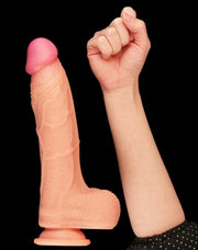 LoveToy - Realistische XXL Dildo Met Zuignap 25 cm - Lichte Huidskleur-Erotiekvoordeel.nl