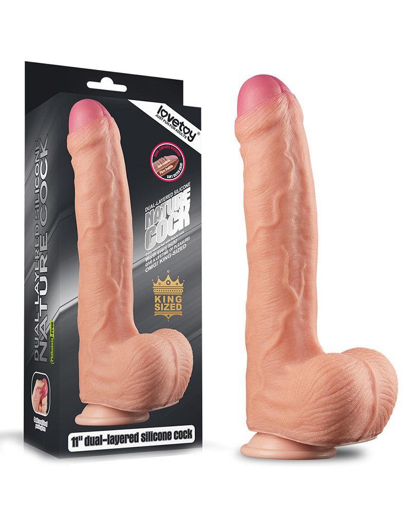 LoveToy - Realistische XXL Dildo Met Zuignap 28 cm - Lichte Huidskleur-Erotiekvoordeel.nl