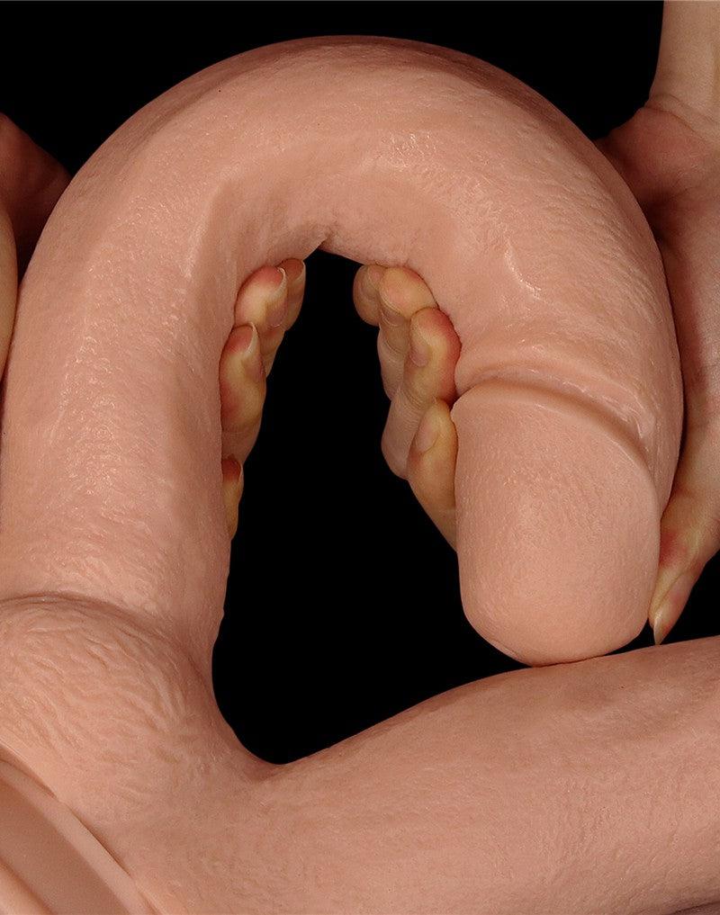 LoveToy - Realistische XXL Dubbele Penetratie Dildo 30 cm - Lichte Huidskleur-Erotiekvoordeel.nl
