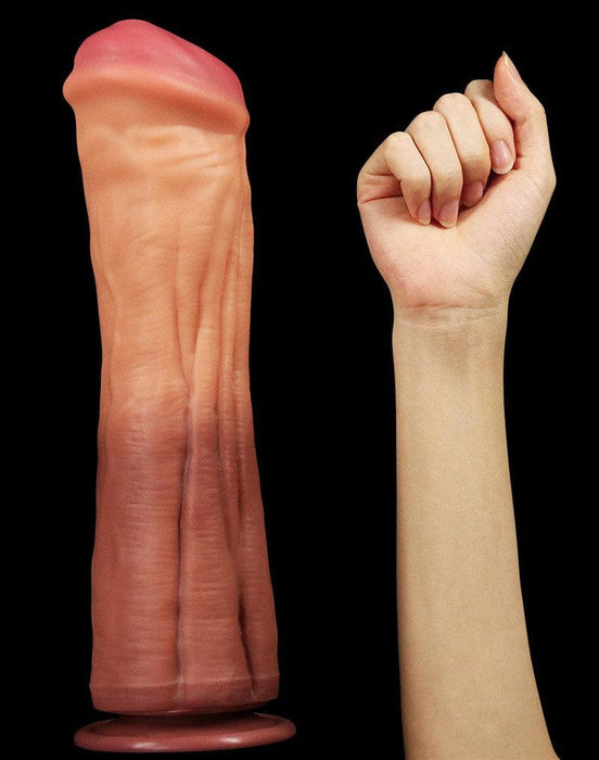 Lovetoy - Realistische XXL Horse Dong Dildo 30 cm - Lichte/donkere Huidskleur-Erotiekvoordeel.nl