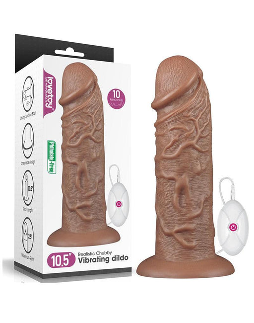 Lovetoy - Realistische XXL Vibrerende Dildo CHUBBY 26.5 cm - Bruin-Erotiekvoordeel.nl