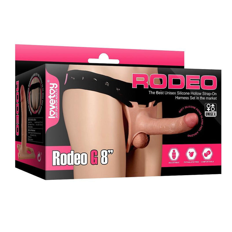LoveToy - Rodeo - Strap-On Dildo Harnas Met ruimte Voor Balzak Rodeo G8 - Lichte Huidskleur-Erotiekvoordeel.nl