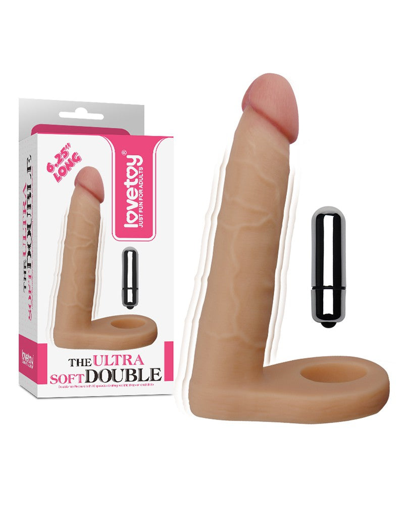 LoveToy - Ultrasoft Double - Vibrerende Voorbinddildo Voor dubbele penetratie 16 cm-Erotiekvoordeel.nl