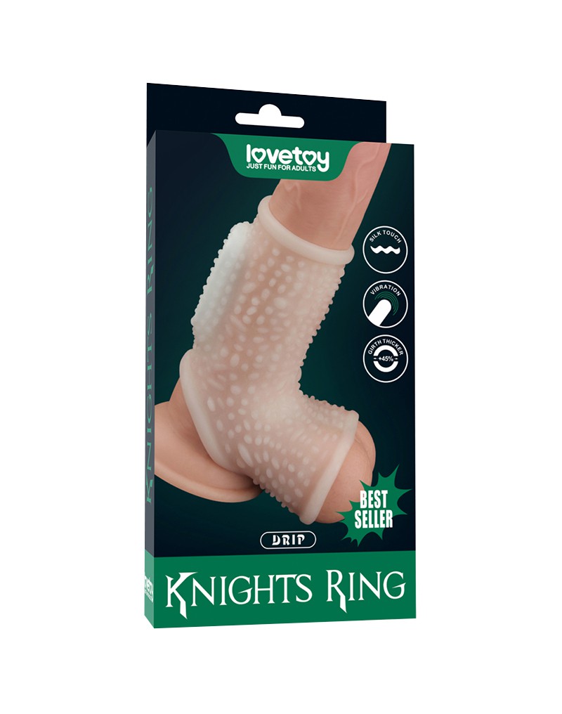 LoveToy - Vibrerende Rekbare Penis Sleeve - Drip Knights - Wit-Erotiekvoordeel.nl
