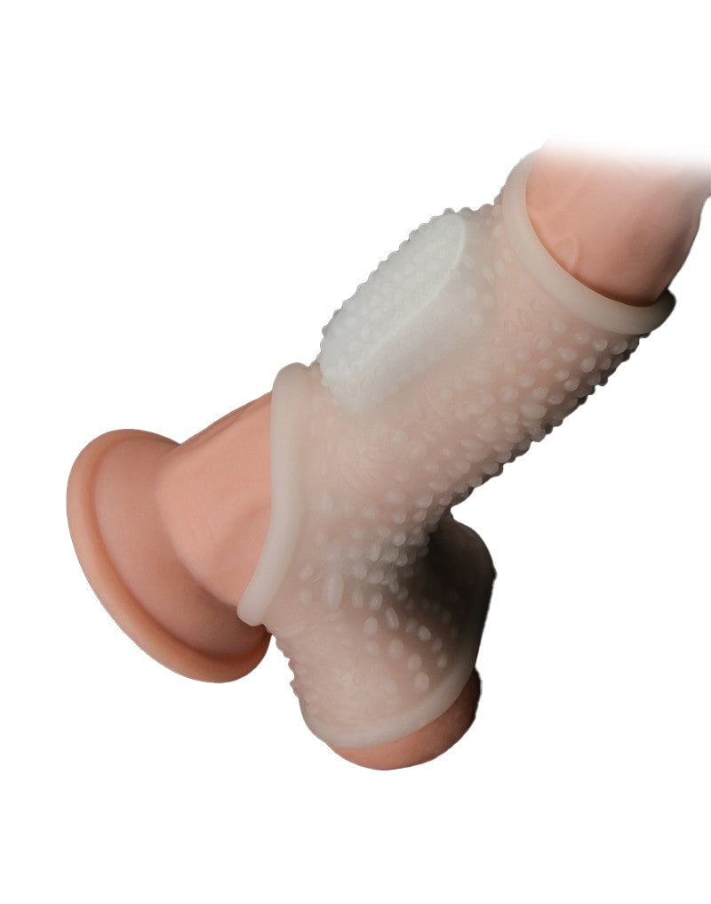 LoveToy - Vibrerende Rekbare Penis Sleeve - Drip Knights - Wit-Erotiekvoordeel.nl