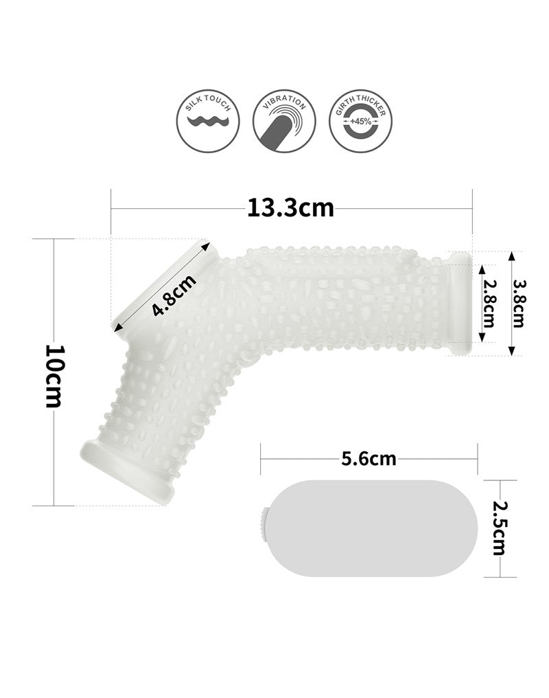 LoveToy - Vibrerende Rekbare Penis Sleeve - Drip Knights - Wit-Erotiekvoordeel.nl