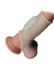 LoveToy - Vibrerende Rekbare Penis Sleeve - Wave Knights - Wit-Erotiekvoordeel.nl