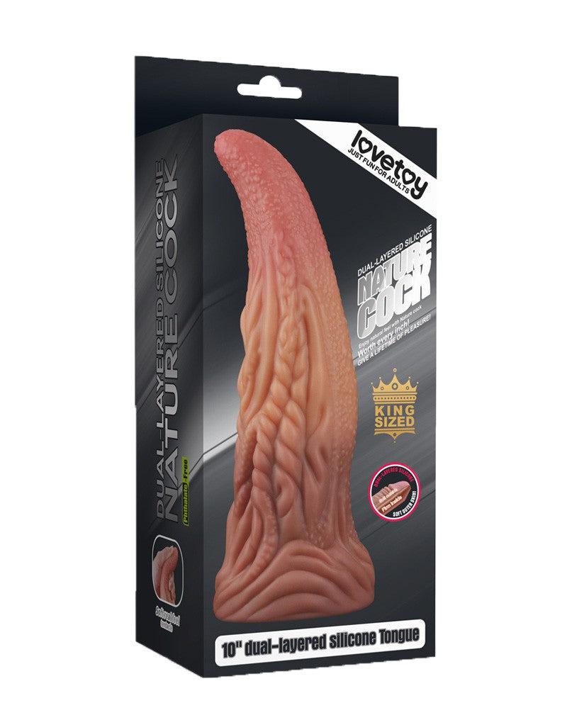 LoveToy - XXL Extreme Dildo Alien Tongue 25 x 7.5 cm - Lichte/donkere Huidskleur-Erotiekvoordeel.nl