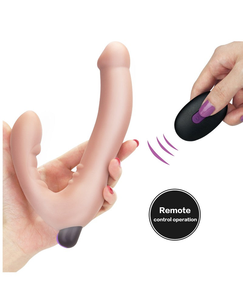 LoveToy - iJoy - Dubbele Vibrerende Dildo Met Afstandsbediening - Lichte Huidskleur-Erotiekvoordeel.nl