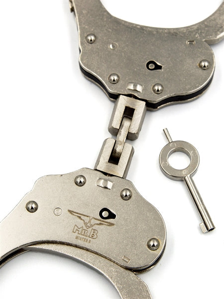 Mister B - Cuffs Double Lock with hoop - Politiehandboeien - Zilver-Erotiekvoordeel.nl