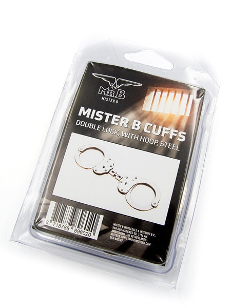 Mister B - Cuffs Double Lock with hoop - Politiehandboeien - Zilver-Erotiekvoordeel.nl