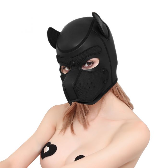 Neopreen Puppy Hood Zwart – Comfortabel hondenmasker voor puppy play-Erotiekvoordeel.nl