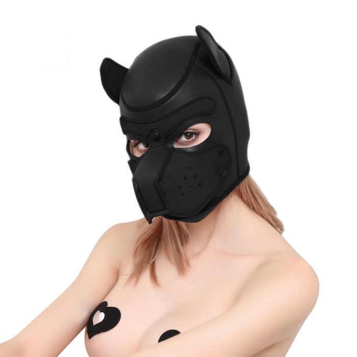 Neoprene Puppy Dog BDSM Hood - Zwart-Erotiekvoordeel.nl