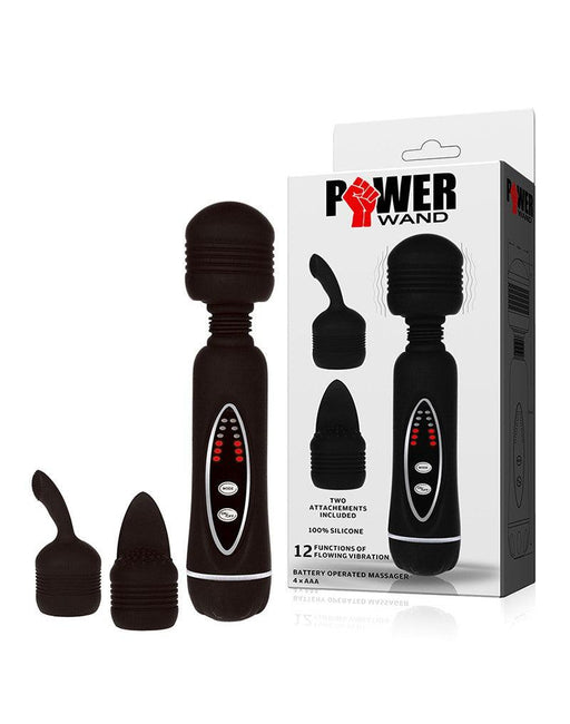 POWER Vibratore a bacchetta con 2 testine intercambiabili - Nero-Erotiekvoordeel. nl