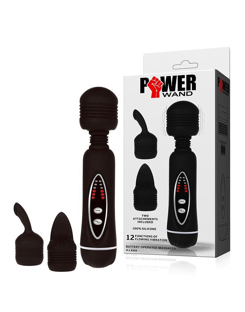 POWER Wand Vibrator Met 2 verwisselbare Koppen - Zwart-Erotiekvoordeel.nl