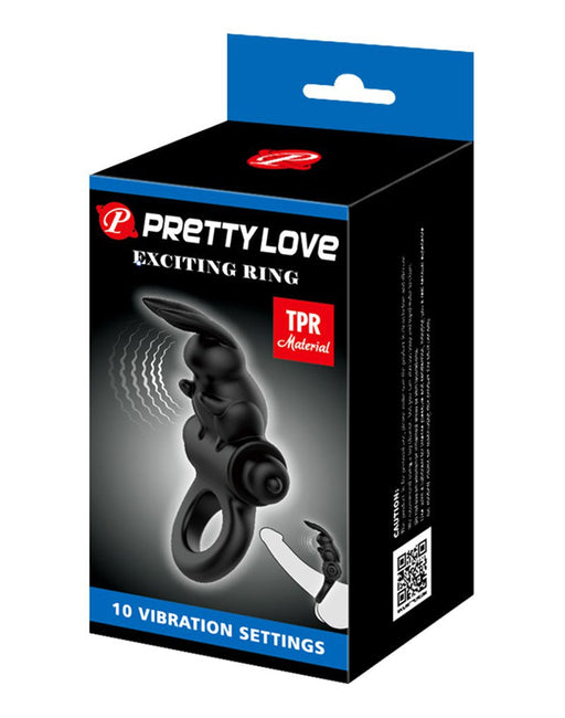 Pretty Love - Exciting Ring Vibrerende Cockring - Zwart-Erotiekvoordeel.nl