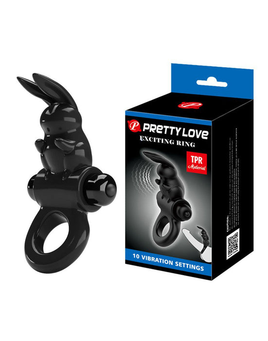 Pretty Love - Exciting Ring Vibrerende Cockring - Zwart-Erotiekvoordeel.nl