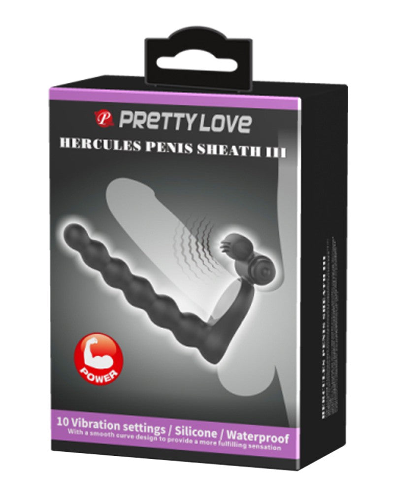 Pretty Love - Hercules - Anneau pénien vibrant avec plug anal - Noir-Erotiekvoordeel.nl