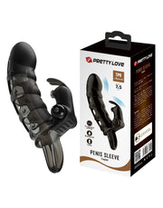 Pretty Love - Cuper - Penis Sleeve Met Clitoris Stimulator - Zwart-Erotiekvoordeel.nl