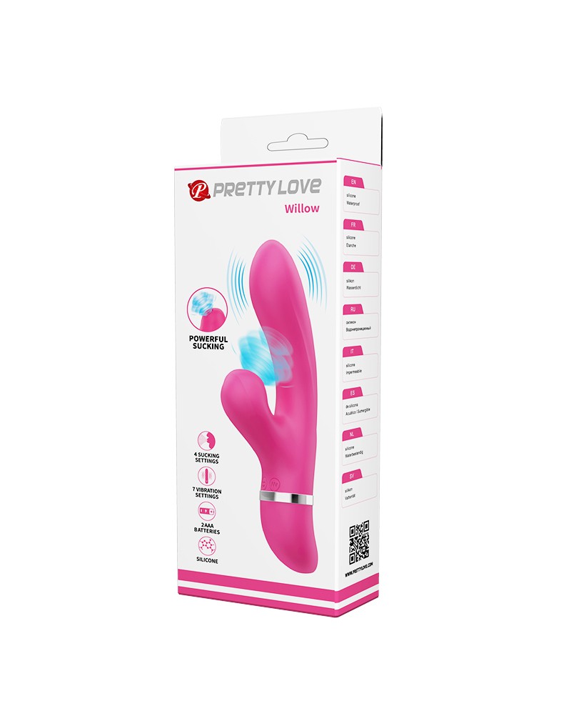 Pretty Love - Willow - Rabbit Vibrator Met ZuigFunctie - Roze-Erotiekvoordeel.nl