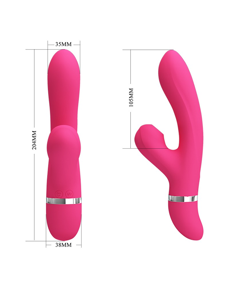 Pretty Love - Willow - Rabbit Vibrator Met ZuigFunctie - Roze-Erotiekvoordeel.nl