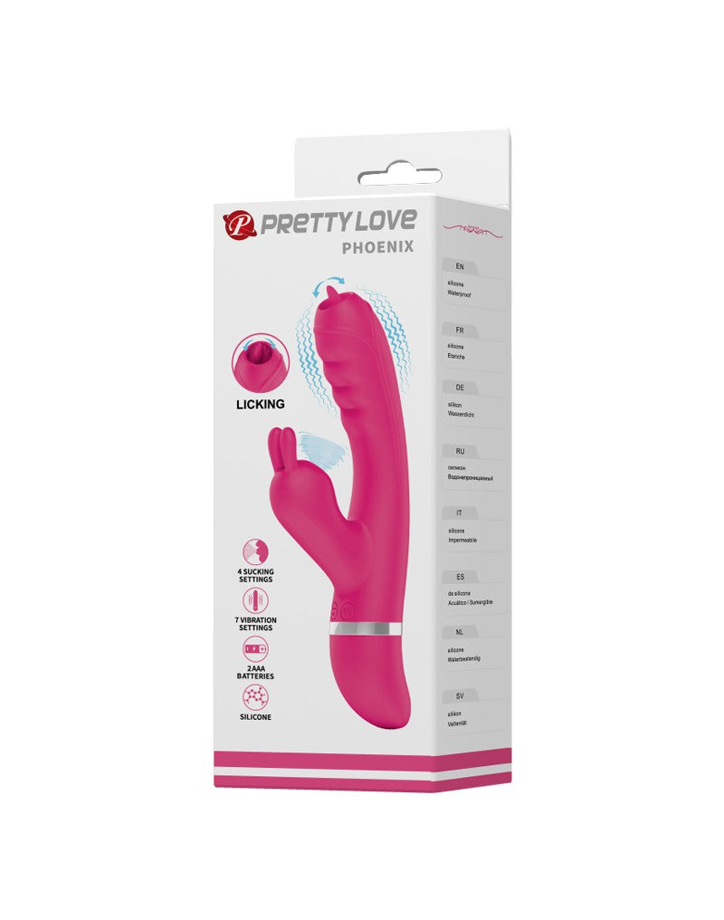 Pretty Love - Phoenix - Rabbit Vibrator Met Luchtdruk Stimulatie - Roze-Erotiekvoordeel.nl