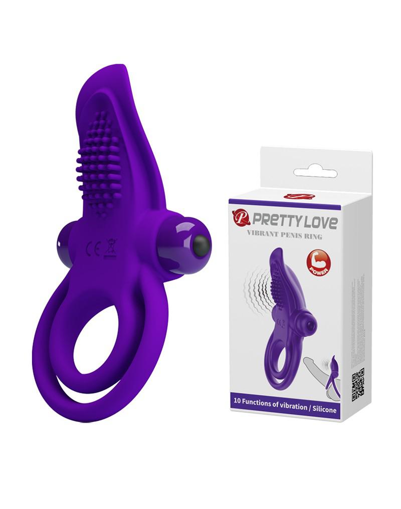 Pretty Love - Vibrerende Cockring Met clitoris tong Stimulator-Erotiekvoordeel.nl