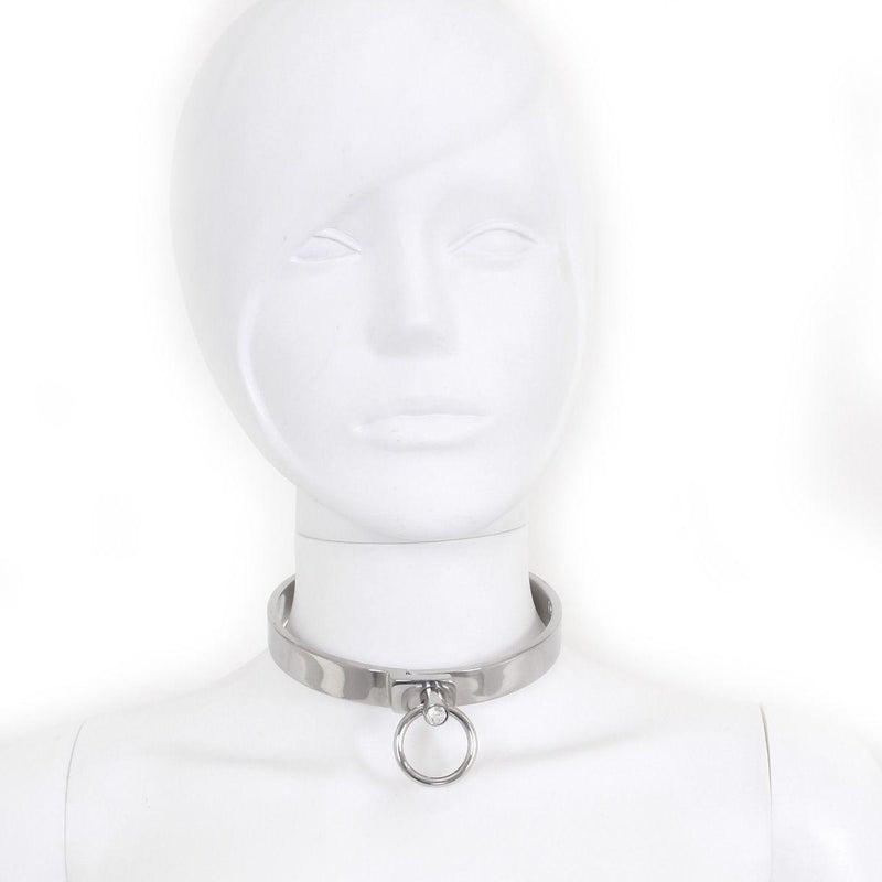Kiotos - RVS Collar Solid Met Transparant Kristal voorzijde - Large - 13,5 cm-Erotiekvoordeel.nl
