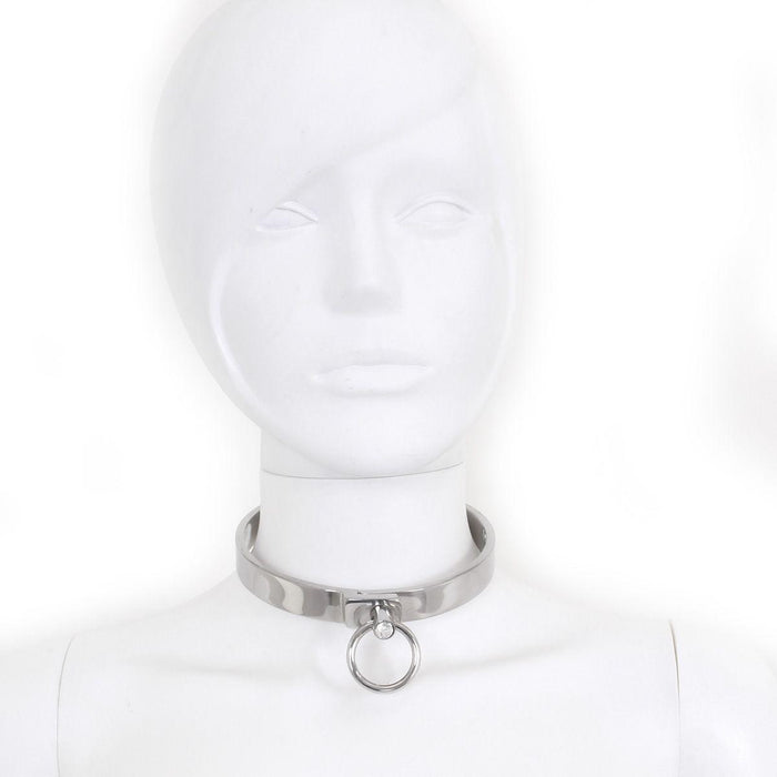 RVS Collar Solid Met Transparant Kristal voorzijde - Large - 13,5 cm-Erotiekvoordeel.nl