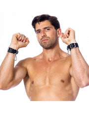 Rimba - Set bondage base con manette e cavigliere in pelle - Nero-Erotiekvoordeel.nl