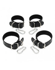 Rimba - Set bondage base con manette e cavigliere in pelle - Nero-Erotiekvoordeel.nl