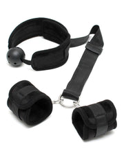 Rimba - Bondage Set - Mouth Gag - Handcuffs - Velcro - Black - Gag Diameter 45 mm - Erotiekvoordeel.nl