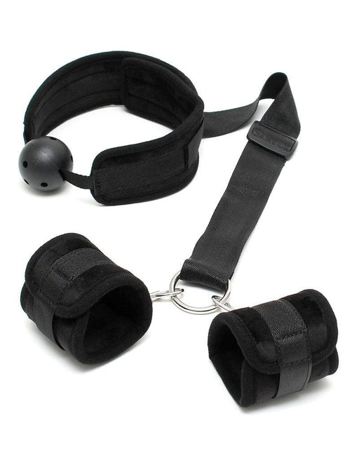 Rimba - Bondage Set - Mouth Gag - Handcuffs - Velcro - Black - Gag Diameter 45 mm - Erotiekvoordeel.nl