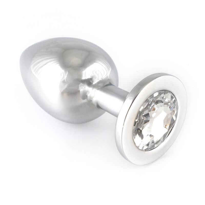 Rimba - Large Butt Plug With Clear Crystal - Stainless Steel - Erotiekvoordeel.nl